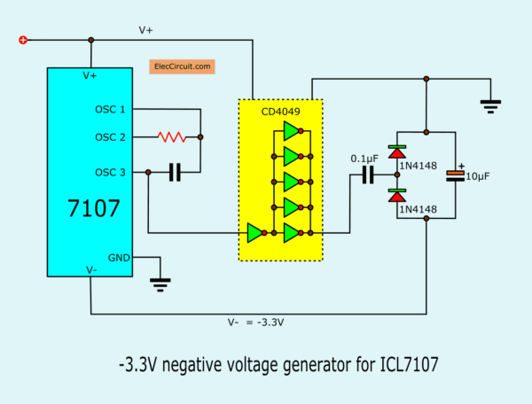 -3.3V Negative voltage generator for ICL7107 voltmeter