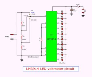 LM3914 LED voltmeter circuit