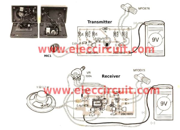 Components layout of fiber optic intercom circuit