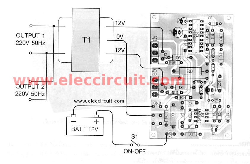Connect wiring 200w inverter circuit SG3526