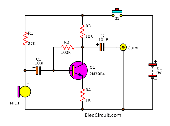 Acoustic guitar pickup circuit using TL071 - ElecCircuit.com