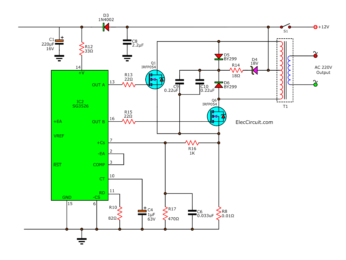 The output circuit of 200 watts home power inverter ...