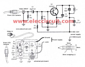 theHow to install CCD camera sensor with VHF sender-simple-video-vhf-transmitter-circuit