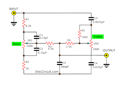 5 Tone control (bass mid treble) circuits using