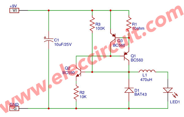 Switch mode LED driver circuit using transistors