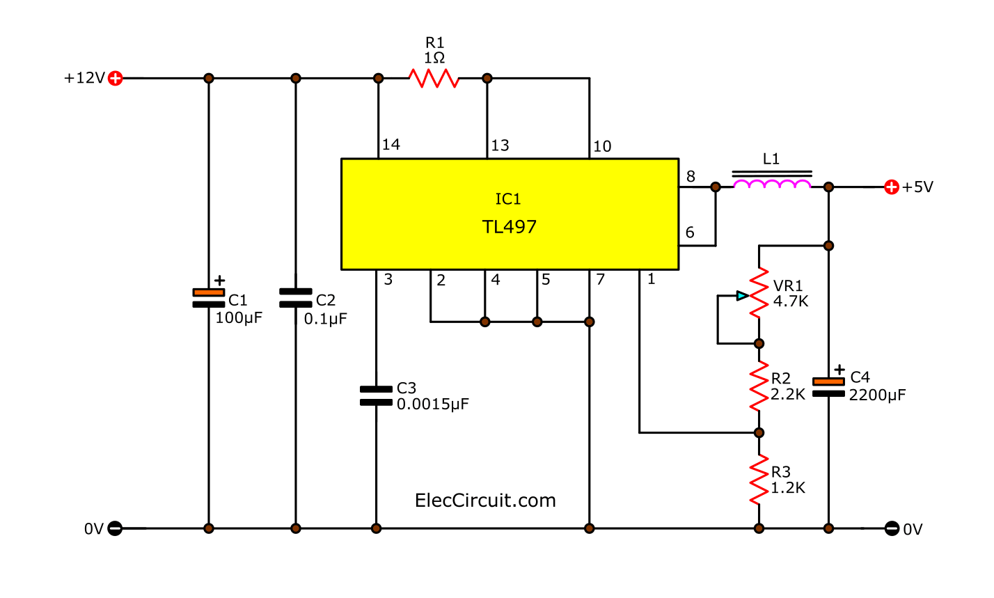 step down switching regulator using TL497