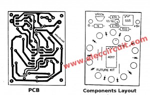 LED Chaser circuit with PCB layout | Running lights | Eleccircuit.com