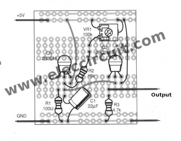 components-layout-of-sawtooth-wave-generator-circuit-using-ujt