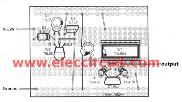 components-layout-of-simple-crystal-oscillator