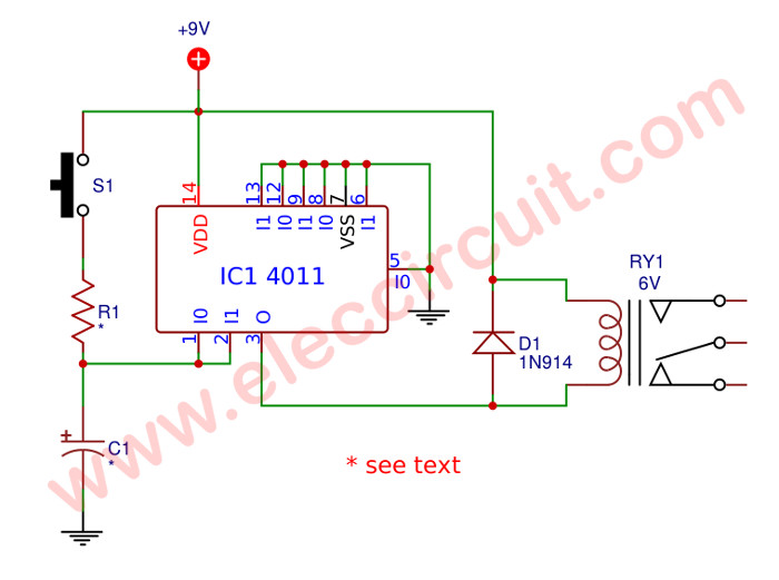 Time Delay for Relay using CD4011