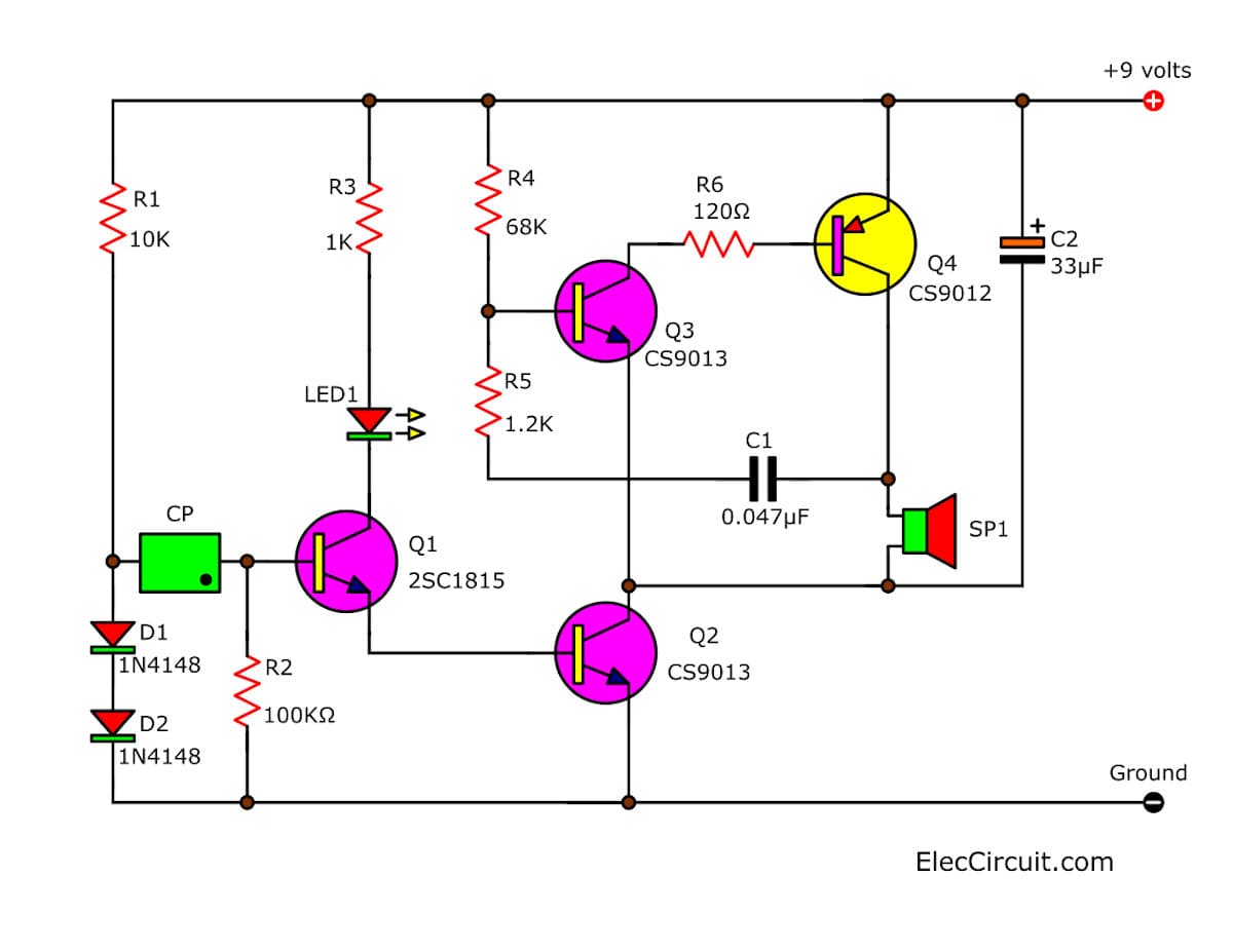 Simple Solar light alarm circuit Circuit Diagram