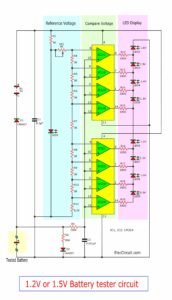 1.2V or 1.5V battery tester circuit using LM324