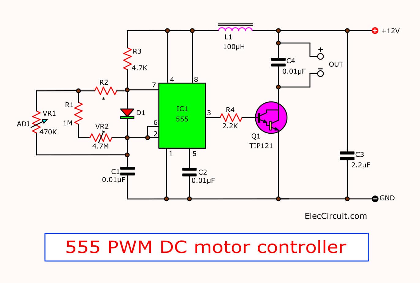 555 PWM LED circuit diagram | Power Battery Saving