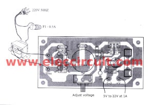 components layout 7805 adjustable regulator