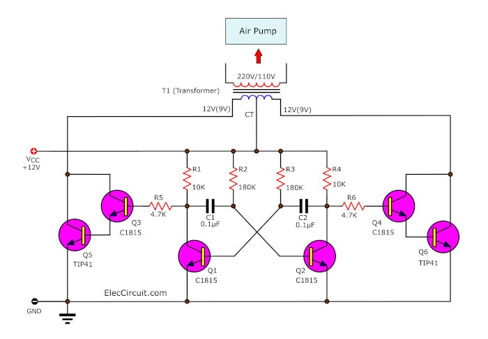 Simple inverter circuit using 6 transistor