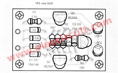 Components layout of telephone line status indicator