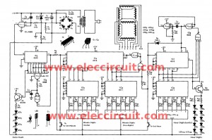 Big digital clock circuit without microcontroller