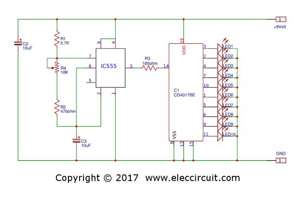 Circle LED chaser circuit