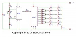 2 way 12 LED running lights using CD4017 and NE555