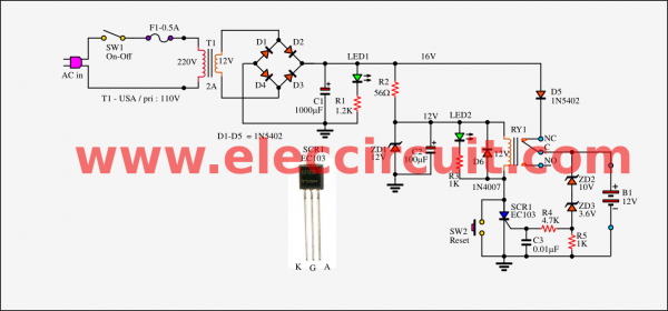 12v Battery Charger 12v Battery Charger With Auto Cut Off Circuit Diagram