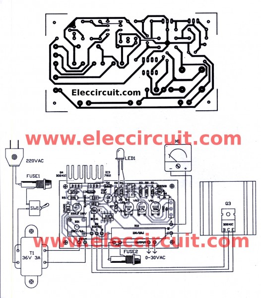 4 actual-size of Single-sided Copper PCB layout And Component layout