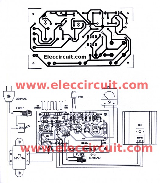 4 actual-size of Single-sided Copper PCB layout And Component layout