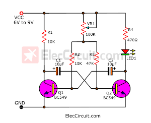 one LED blinking circuit