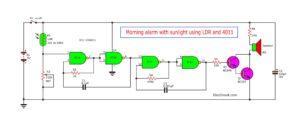 Morning alarm with sunlight using LDR and 4011