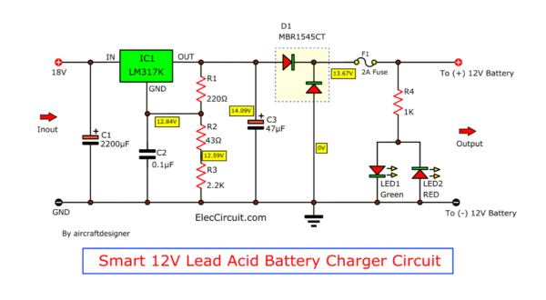 12V lead acid battery charger using lm317k