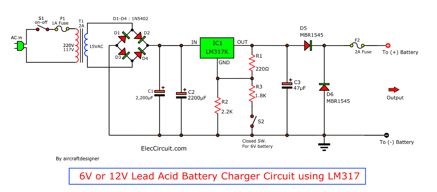 stack Postage Huh LM317 Lead acid battery charger | 6V, 12V, 24V 