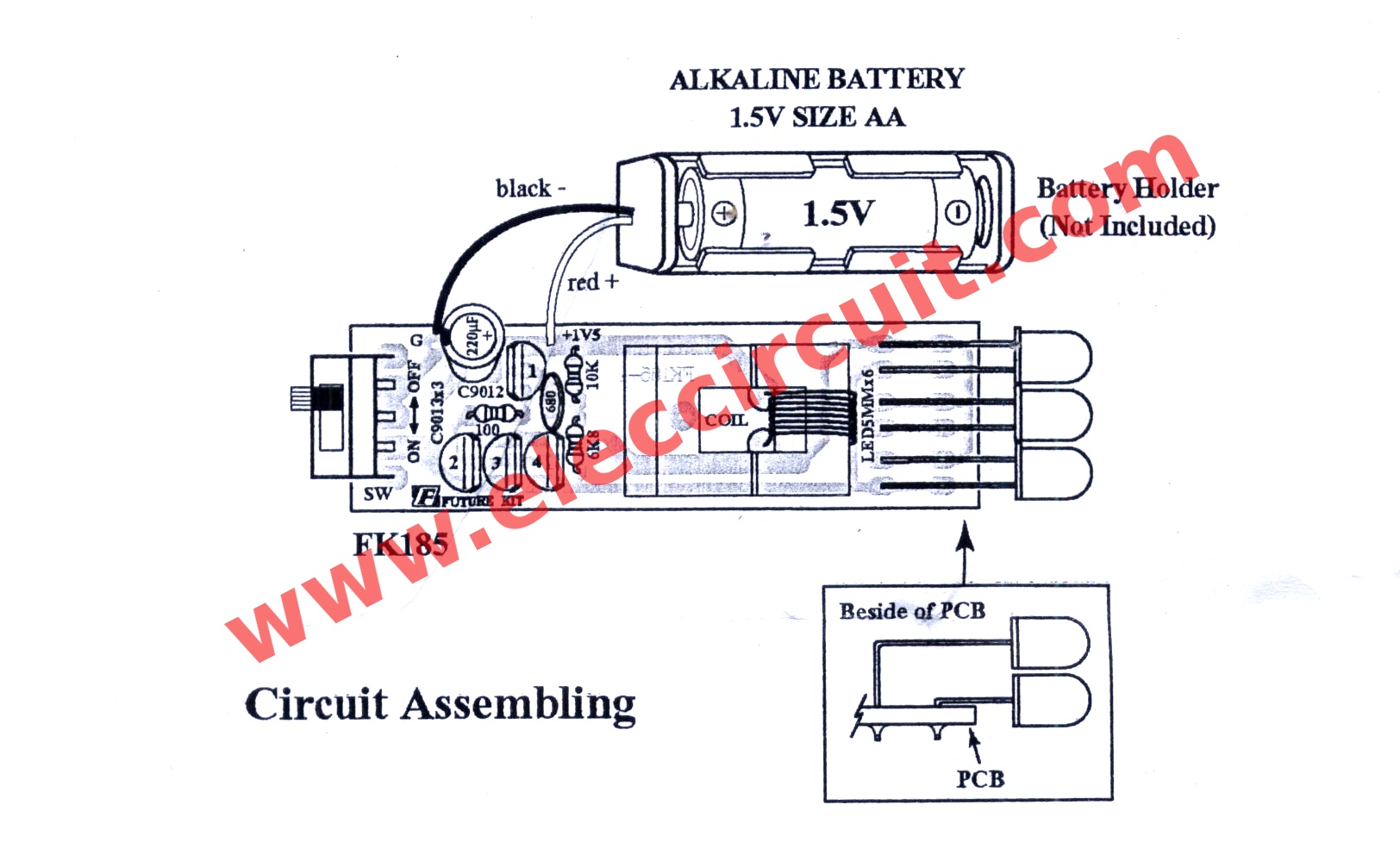 High power LED flashlight circuit with 1.5V AA battery bicycle flashlight wiring diagram 