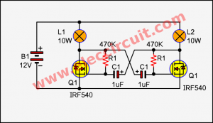 2 Lamp flasher using mosfet