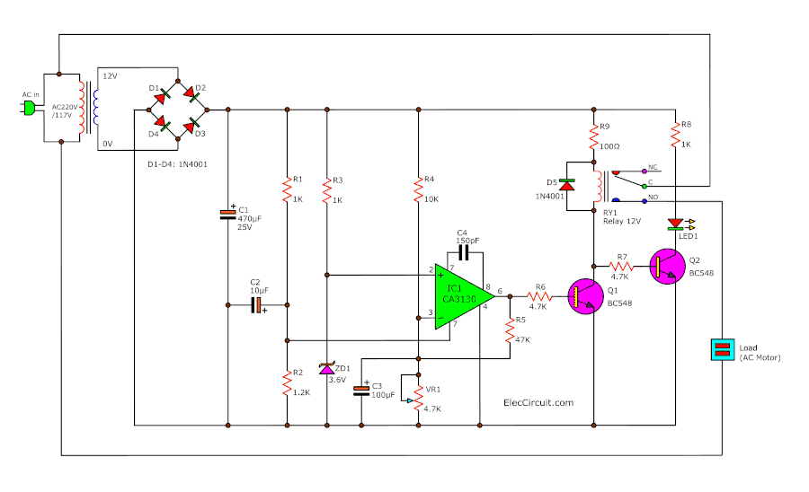 Motor burn out protection circuit | ElecCircuit.com