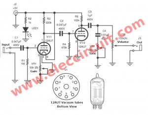 the circuit diagram of Guitar Preamp - over drive
