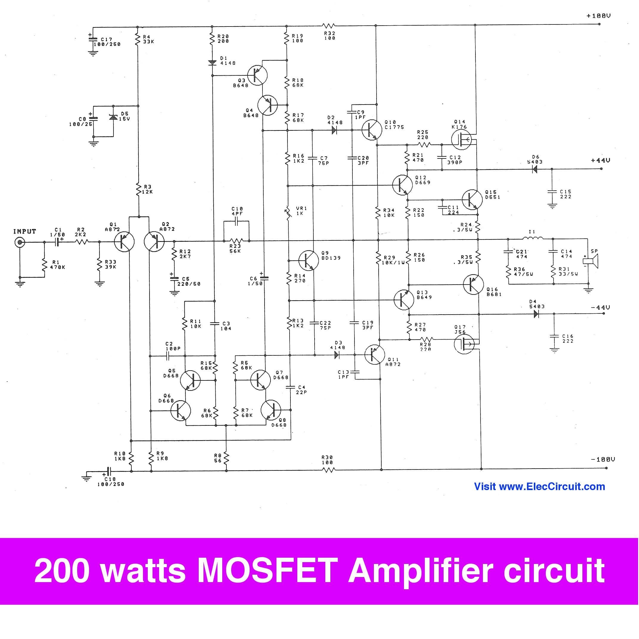 200 watt mosfet amplifier circuit