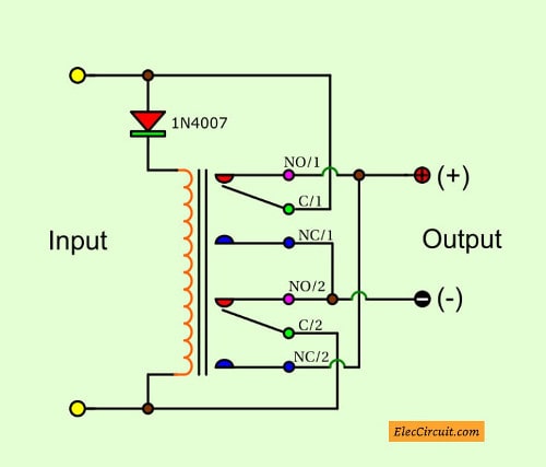 Automatic Reverse polarity switch using Relay