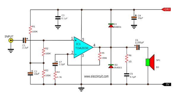 TDA2030 Datasheet Audio Amplifier Circuits Pinout | ElecCircuit.com