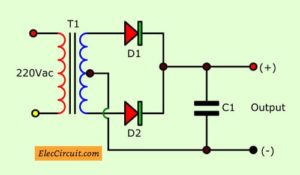 Full wave rectifier using center tap transformer