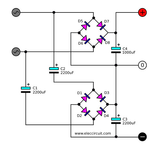 Dual DC power using 2 terminals of transformer