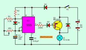 LED Dimmer Circuit with 555 Timer 