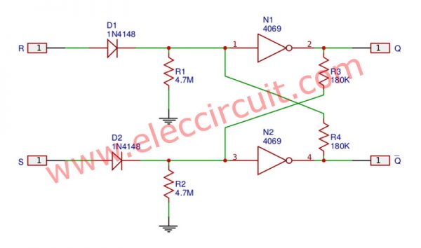 Rising-edge trigger R-S Flip Flop circuit