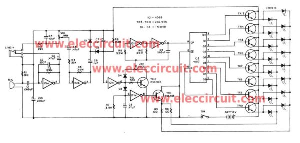 Christmas light Flasher circuit controlled with audio