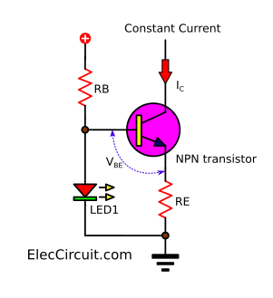 Constant current circuit using LED - ElecCircuit.com