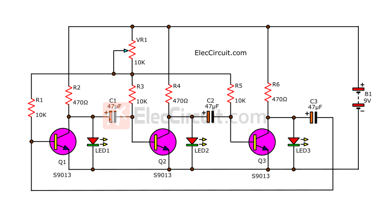 pcb-of-cheap-led-christmas-light-flasher-circuit-is-controlled-by-audio PCB and component layout LED christmas light flasher circuit controlled by audio