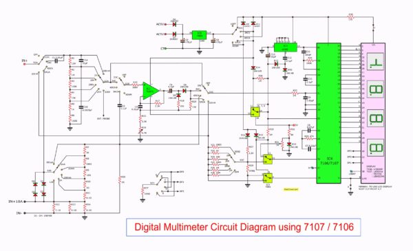 Digital multimeter circuit using ICL7107/7016