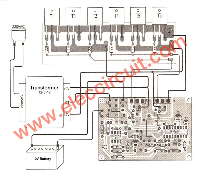 Inverter circuit 500w, 12V to 220V - ElecCircuit.com
