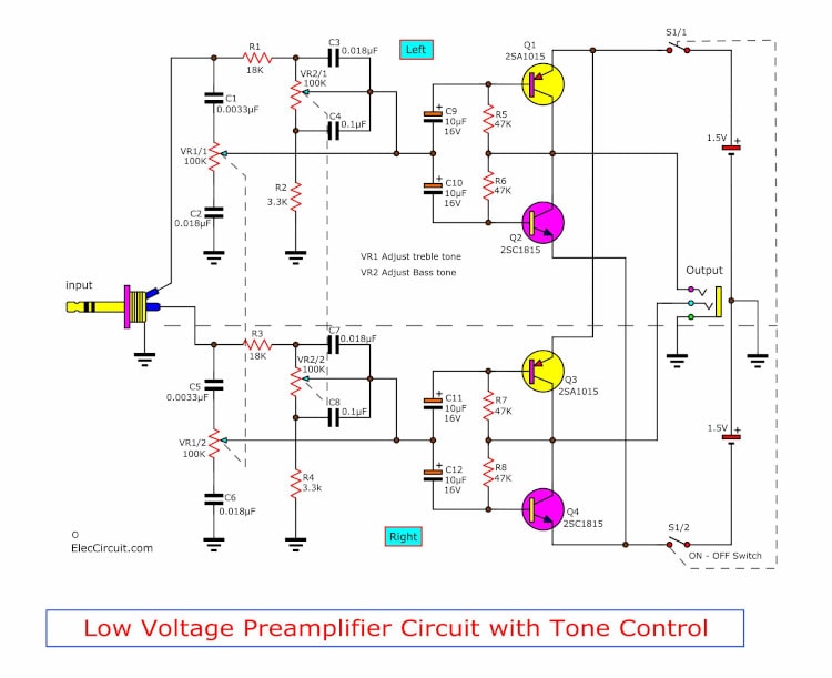 low voltage preamplifier circuit projects