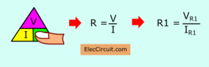 find resistor-R1 with ohms law triangle