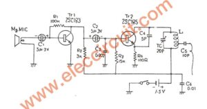 1.5V FM transmitter circuit, 88-108MHz using transistors