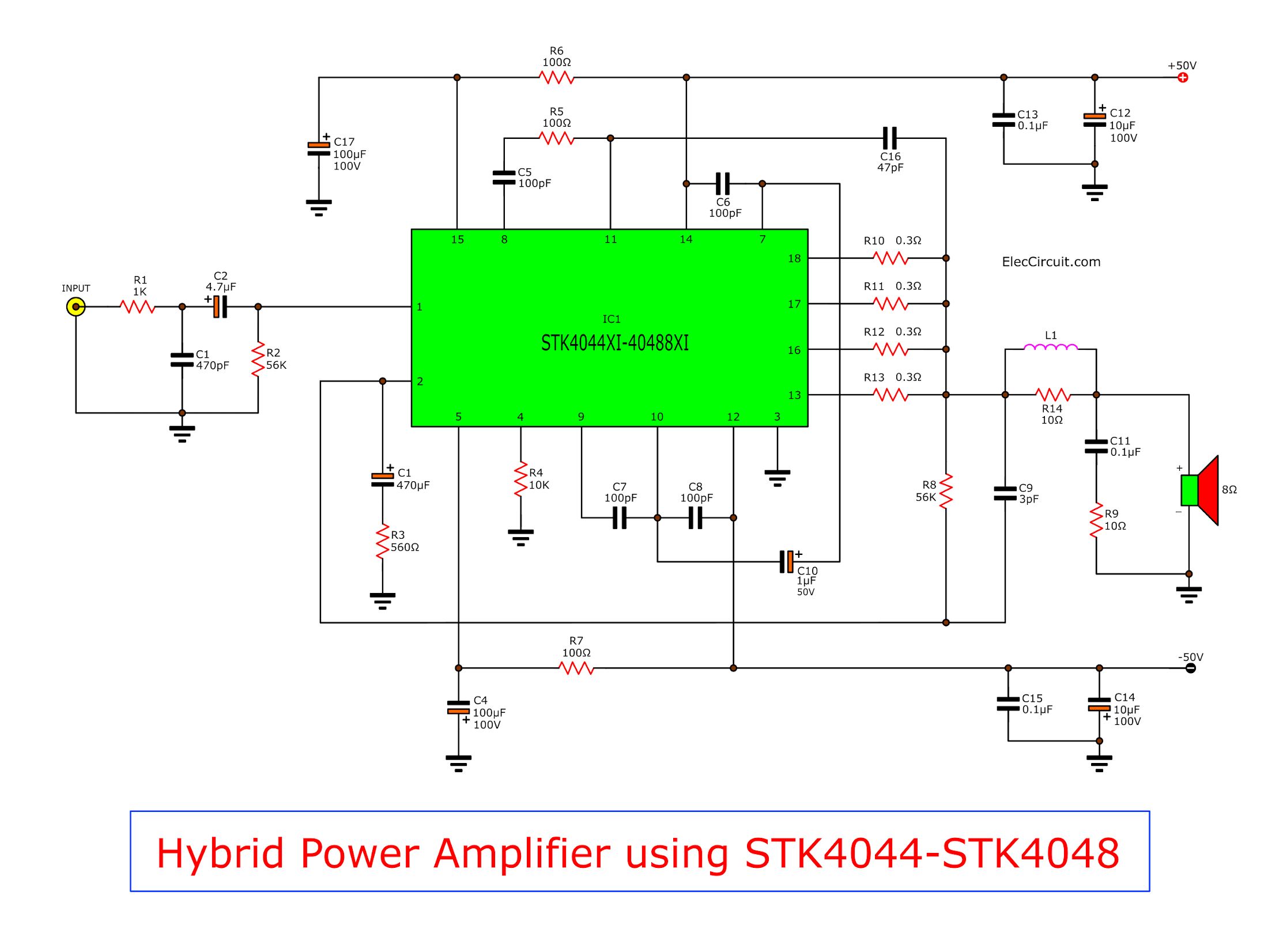 Hybrid power amplifier circuit,100W-150W using STK-4048